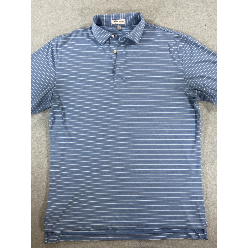 Peter Millar Summer Comfort Mens Blue Striped Polo Shirt MS20EK09S Size M 2703